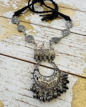 Ethnic Oxidized German Silver Necklace with heart shape pendant