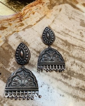 Ethnic Oxidized German Silver earrings