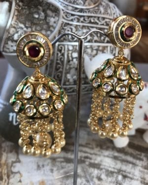 Traditional Kundan Earrings Jhumka