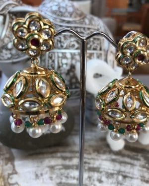 Traditional Kundan Earrings Jhumka