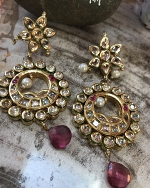 Traditional Kundan semi precious Earrings