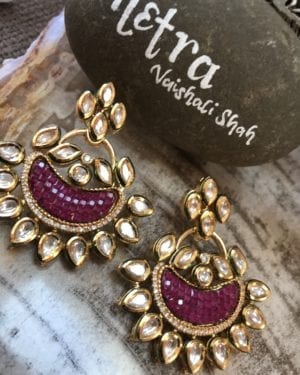 Traditional Kundan semi precious Ruby stones Earrings