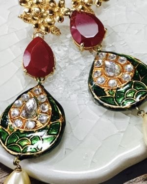 Kundan semi precious jadau Earrings