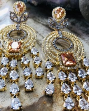 Contemporary Cubic Zirconia  chandelier Earrings