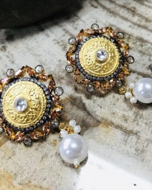 Contemporary ruby semi precious stone earrings