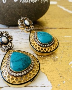 Contemporary Turquoise stones Earrings