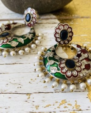 Contemporary victorian style semi precious stone earrings