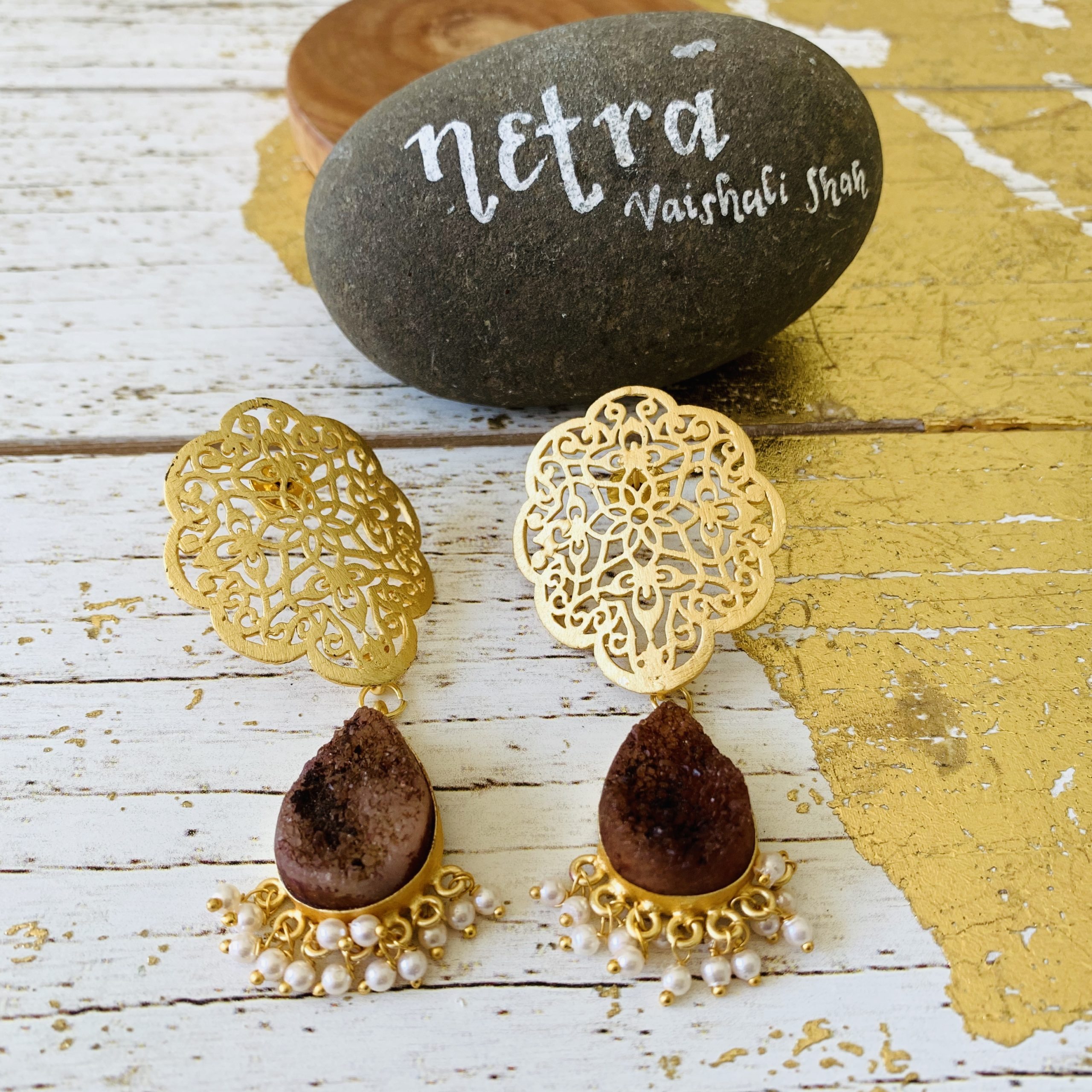 Contemporary natural stone Earrings - NetraDesignSolutions