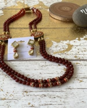 Traditional Jadau Kundan semi precious Necklace set