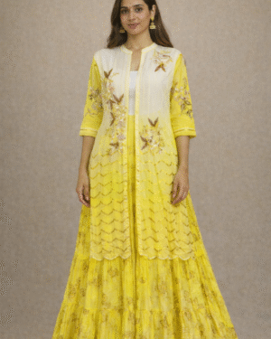 Bright yellow embroidered maxi dress Size 38 Medium