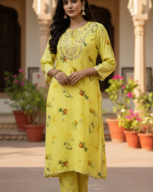 Beautiful floral Kurta set with gota embroidery details Size 40 (L)