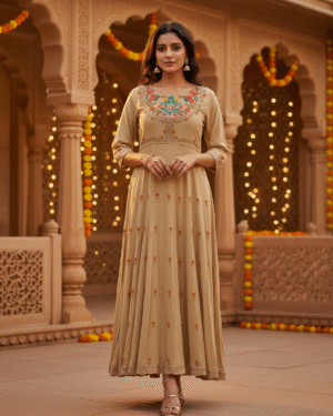 Beautiful machine embroidery work long maxi dress size 42 (XLarge)