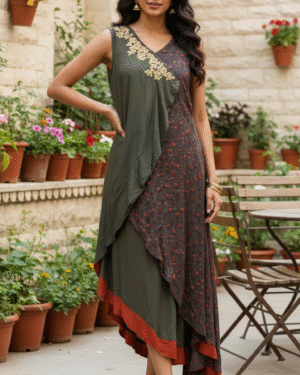 Embellished Asymmetric Long Outfit Size XLarge 42