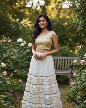 Chanderi Gota ruffle skirt