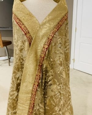 Beuatiful full gold embroidery work bodered Dupatta