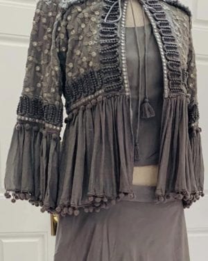 Beautiful three pc crop top, skirt, and jacket outfit Size L 40