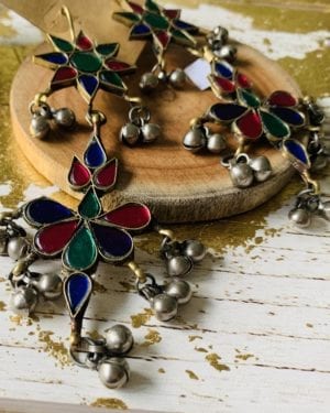 Ethnic statement German Silver earrings