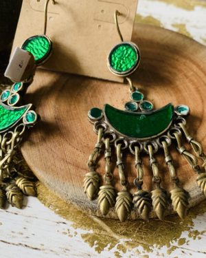 Ethnic Afghani statement German Silver earrings