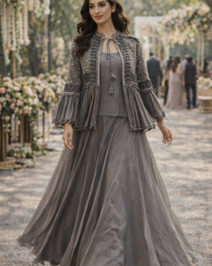 Beautiful three pc crop top, skirt, and jacket outfit Size L 40