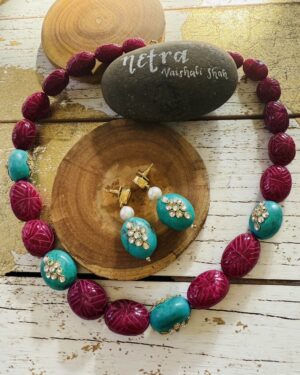 Traditional Jadau semi precious Necklace set