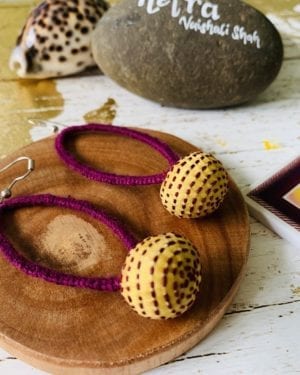 Handknotted kantha thread work earrings