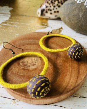 Handknotted kantha thread work earrings
