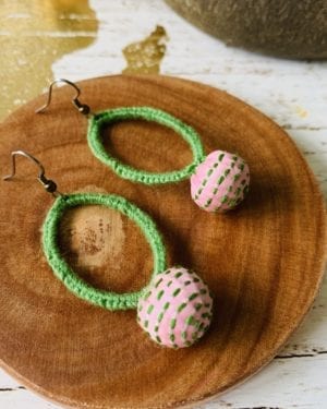 Handknotted kantha thread work earrings