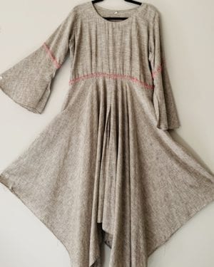 Assymetric hem machine embroidery long maxi dress  Size 46 - 3XL