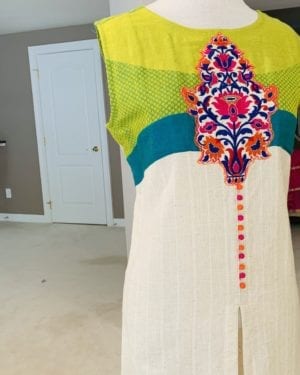 Bright Beige Kurta Top with embroidery details Size 46 - 3XL