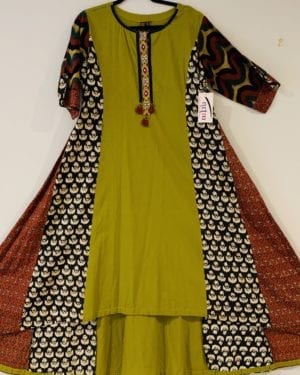Asymmetric hi low style hand embroidered Long Outfit Size 44 XXL
