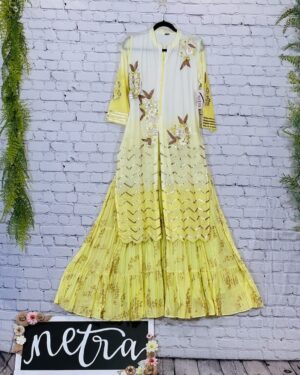 Bright yellow embroidered maxi dress Size 38 Medium