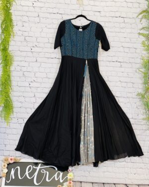 Beautiful kantha hand embroidery work long maxi dress Size 40 Large