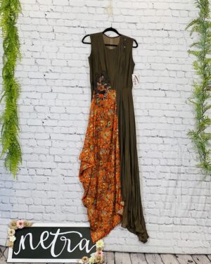 Embellished Asymmetric cowl style Long Outfit Size Large 40