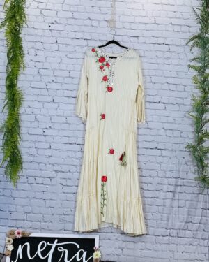 Mulmul emroidered long maxi dress Size 40