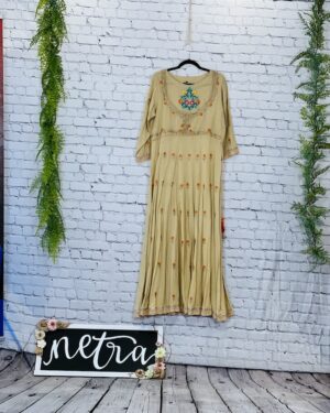 Beautiful machine embroidery work long maxi dress size 42 (XLarge)