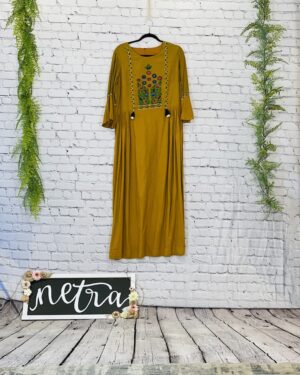 Beautiful machine embroidery work long maxi dress Size 40 Large