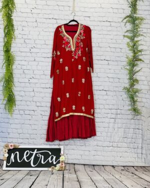 Beautiful embroidered long double layer gown dress Size 46