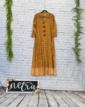 Organic Dabu print embellished long maxi dress Size 44