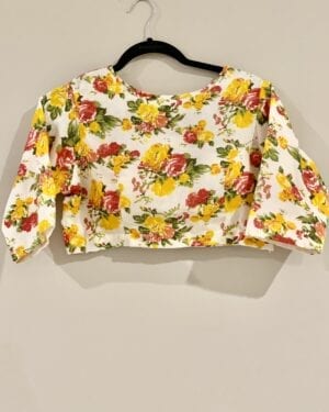 Printed linen saree blouse Size 38-42