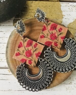 Fabric German Silver earrings