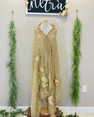 Georgette Gota work Dupatta Gold