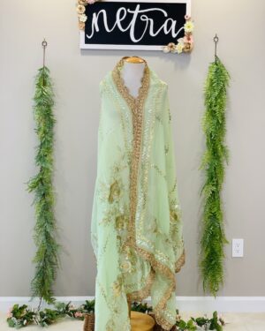 Georgette Gota work Dupatta Mint
