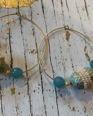 Contemporary jadau Kundan semi precious Hoop Earrings