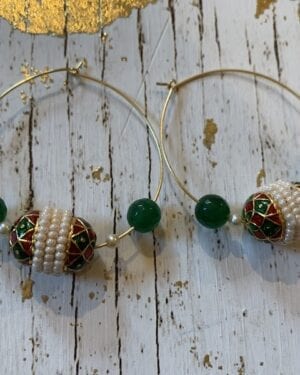 Contemporary jadau Kundan semi precious Hoop Earrings