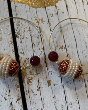 Contemporary jadau Kundan semi precious Hoop Earrings