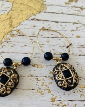 Contemporary jadau Kundan semi precious Hoop Earrings