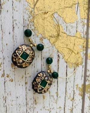 Contemporary jadau Kundan semi precious Hoop Earrings