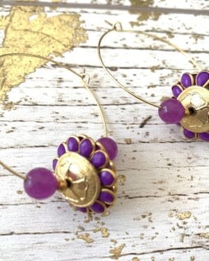 Contemporary jadau Kundan semi precious Hoop Earrings
