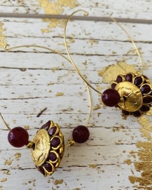 Contemporary jadau Kundan semi precious Hoop Earrings