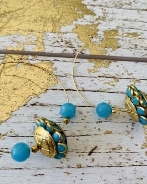 Contemporary jadau Kundan semi precious Hoop Earrings